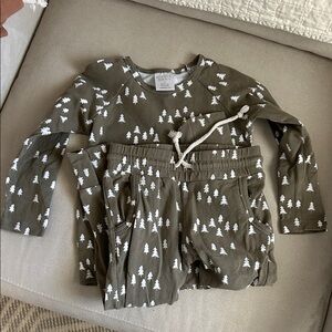 Mebie Baby Olive Green Tree Print Long Sleeve set